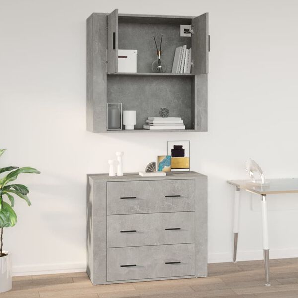vidaXL Ντουλάπι Τοίχου Γκρι Σκυρ. 80x33x80 εκ. Επεξεργασμένο Ξύλο