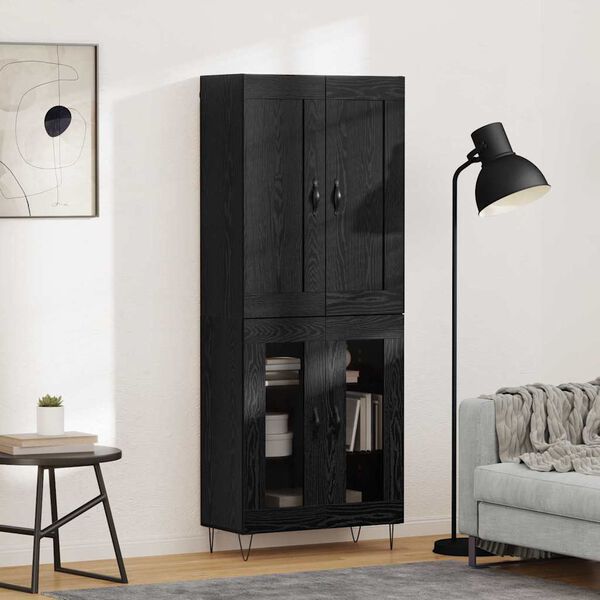 vidaXL Highboard &Mu;&alpha;ύ&rho;&eta; &Omicron;&xi;&upsilon;ά 69,5 x 34 x 180 &epsilon;&kappa;. &Epsilon;&pi;&epsilon;&xi;&epsilon;&rho;&gamma;&alpha;&sigma;&mu;έ&nu;&omicron; &xi;ύ&lambda;&omicron;
