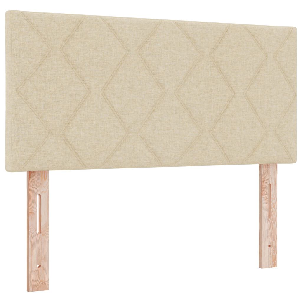 vidaXL Box Spring Bed με Στρώμα Κρέμα 90x200 εκ. Ύφασμα