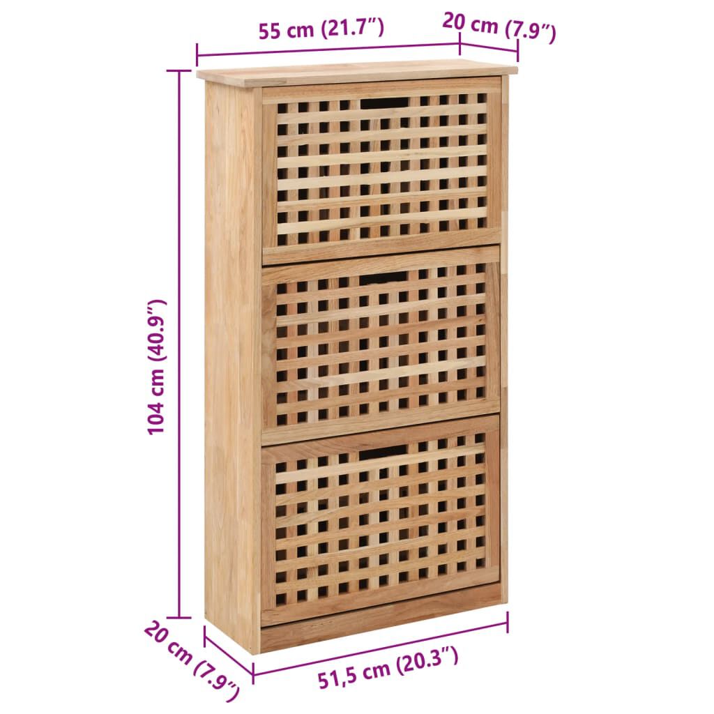 vidaXL Παπουτσοθήκη 55 x 20 x 104 εκ. από Μασίφ Ξύλο Καρυδιάς
