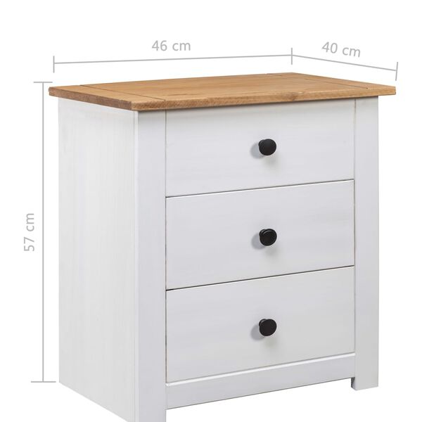 282652 vidaXL Κομοδίνο Λευκό 46x40x57 εκ. από Ξύλο Πεύκου Σειρά Panama