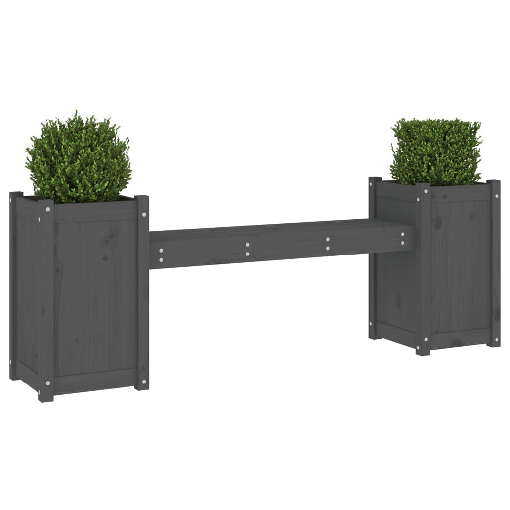 vidaXL Ζαρντινιέρα Παγκάκι Γκρι 180x36x63 εκ. από Μασίφ Ξύλο Πεύκου