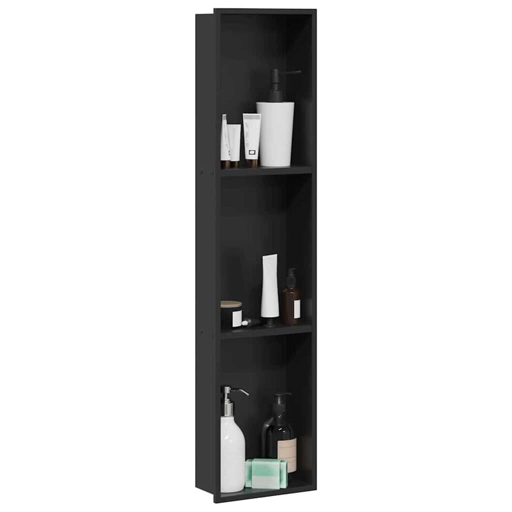vidaXL Νίτσα Μπάνιου Μαύρο 90 x 20 x 9.5 εκ Ανοξείδωτο ατσάλι