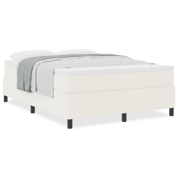 vidaXL Κρεβάτι Box Spring με Στρώμα σε Κρεμ - 140 x 200 εκ - Κόρντουρα
