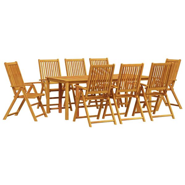 vidaXL Σέτ φαγητού για κήπο 9 pcs Καφέ Μασίφ ξύλο ακακίας