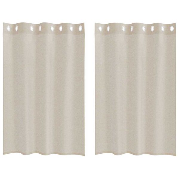 vidaXL Κουρτίνες με κουρτίνες 2 pcs Άμμος 140x140εκ Πολυεστέρας
