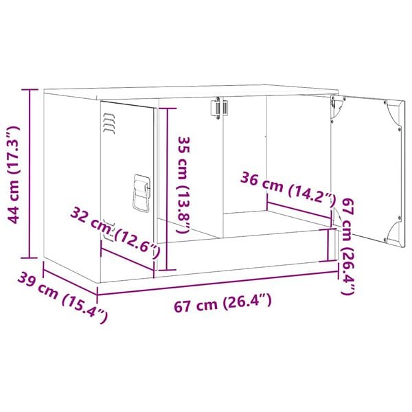 vidaXL Έπιπλο Τηλεόρασης Πράσινο Λαδί 67x39x44 εκ. από Ατσάλι