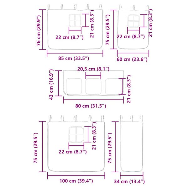 vidaXL Κουκέτα με Τσουλήθρα και Κουρτίνες Ροζ 80x200 εκ.