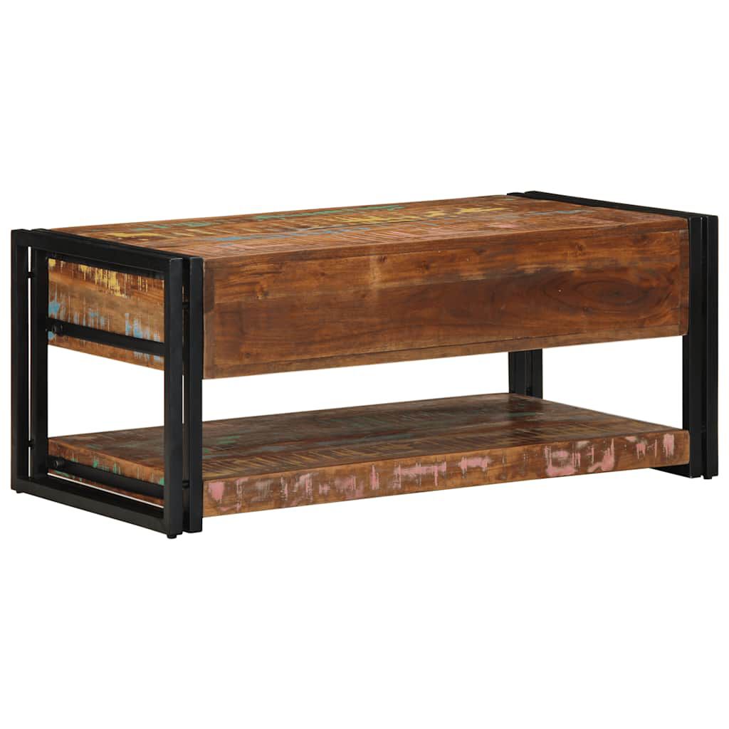 vidaXL Τραπεζάκι σαλονιού πολύχρωμο 90x50x38cm Ξύλο μασίφ αναγεννημένο