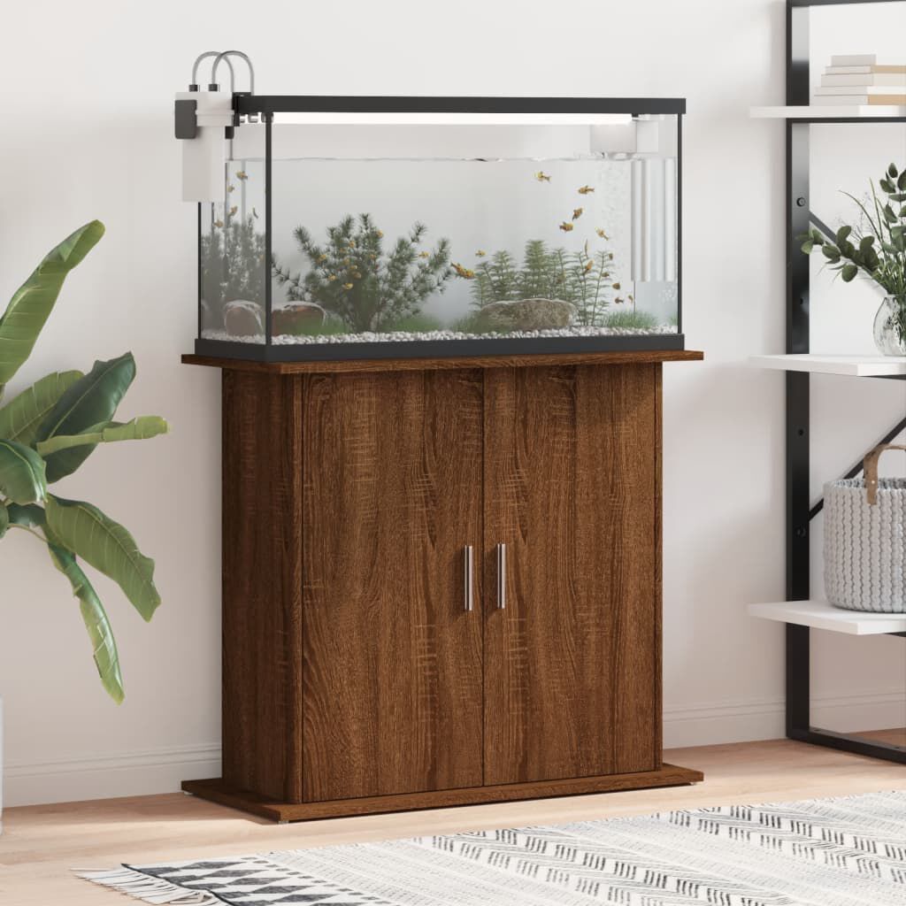 vidaXL Βάση Ενυδρείου Καφέ Δρυς 81x36x73 εκ. από Επεξεργασμένο Ξύλο