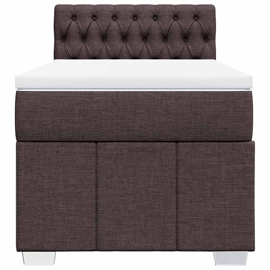 vidaXL Κρεβάτι Boxspring με Στρώμα Σκούρο Καφέ 90x200 εκ. Υφασμάτινο