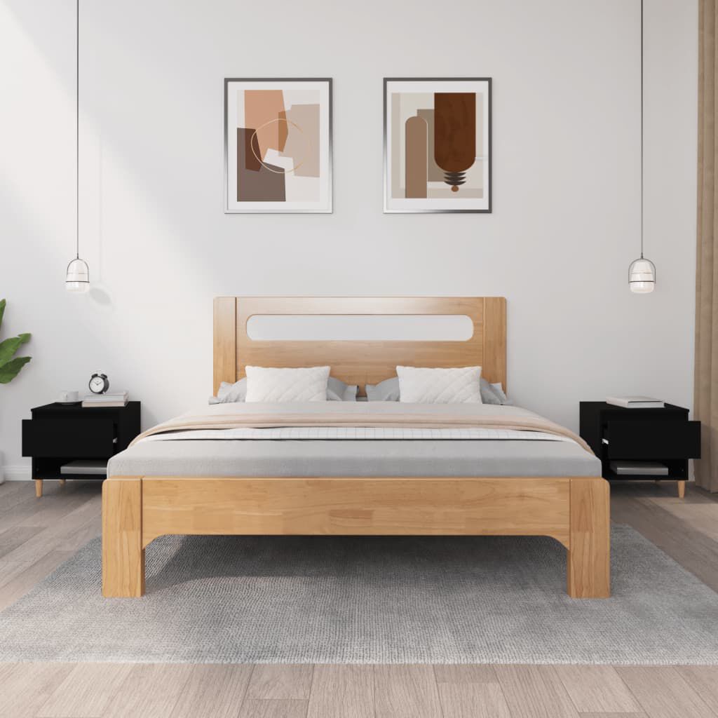 vidaXL Κομοδίνα 2 τεμ. Μαύρα 50x46x50 εκ. από Επεξεργασμένο Ξύλο