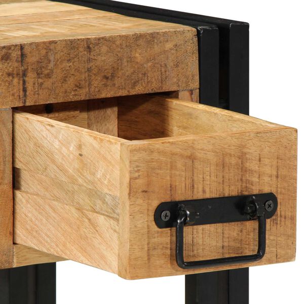 vidaXL Τραπέζι με Συρτάρι Μαύρο 30x30x40 εκ Μασίφ Ξύλο Μάνγκο