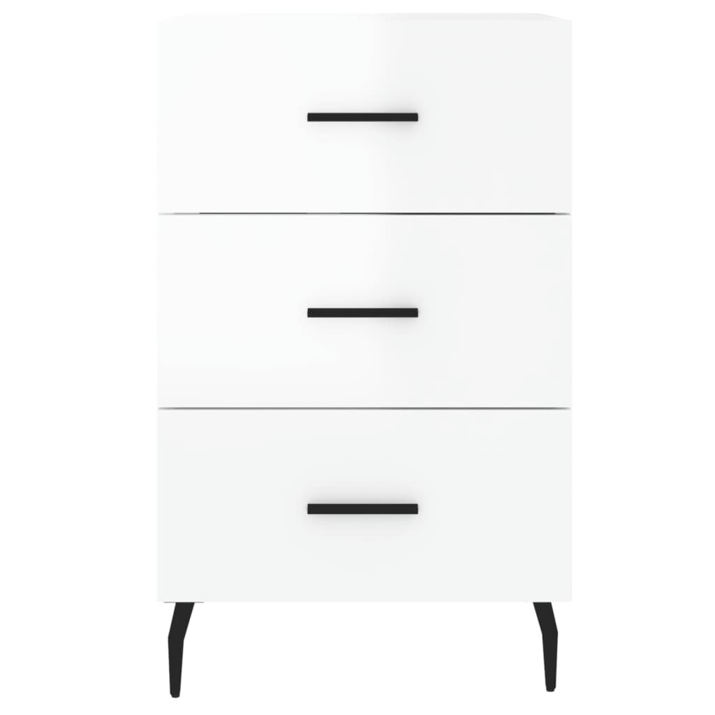 vidaXL Κομοδίνο Γυαλ. Λευκό 40 x 40 x 66 εκ. από Επεξεργασμένο Ξύλο