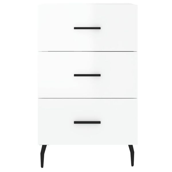 vidaXL Κομοδίνο Γυαλ. Λευκό 40 x 40 x 66 εκ. από Επεξεργασμένο Ξύλο