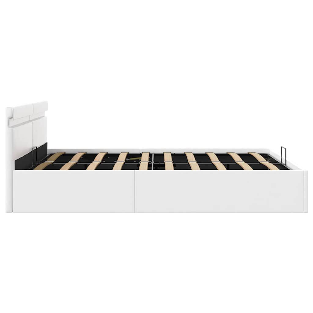 vidaXL Πλαίσιο Κρεβατιού Αποθ. Χώρο/LED Μαύρο 180x200 εκ. Δερματίνη