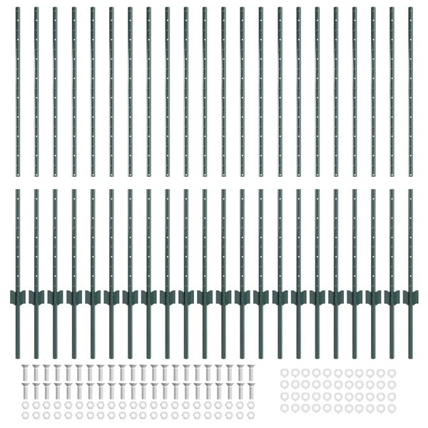 vidaXL Πό posts φράχτη 22 pcs Πράσινο 160 cm Ατσάλι