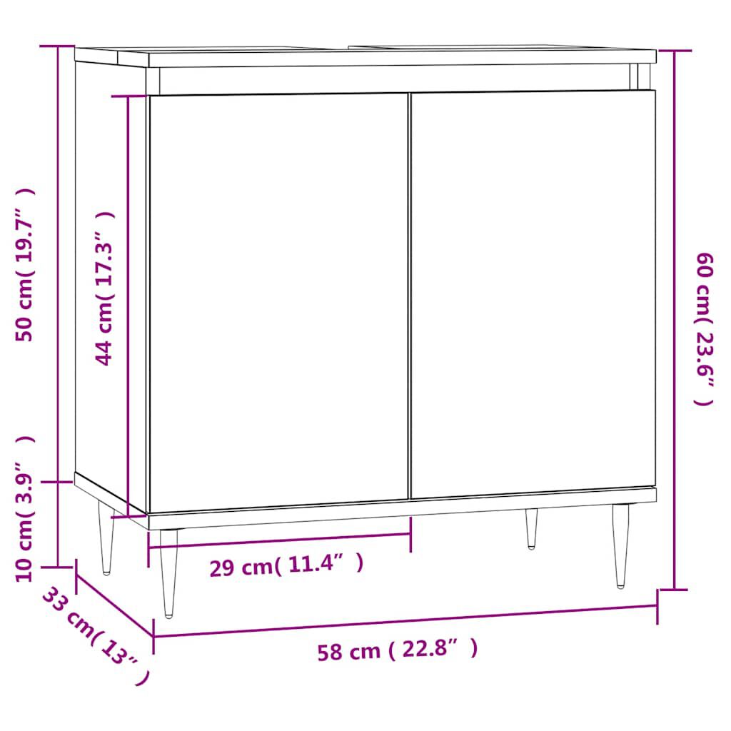 vidaXL Ντουλάπι Μπάνιου Sonoma Δρυς 58 x 33 x 60 εκ. από Επεξεργ. Ξύλο