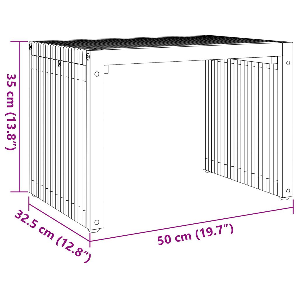 vidaXL Τραπεζάκι Κήπου 50x32.5x35 cm Μασίφ ξύλο teak