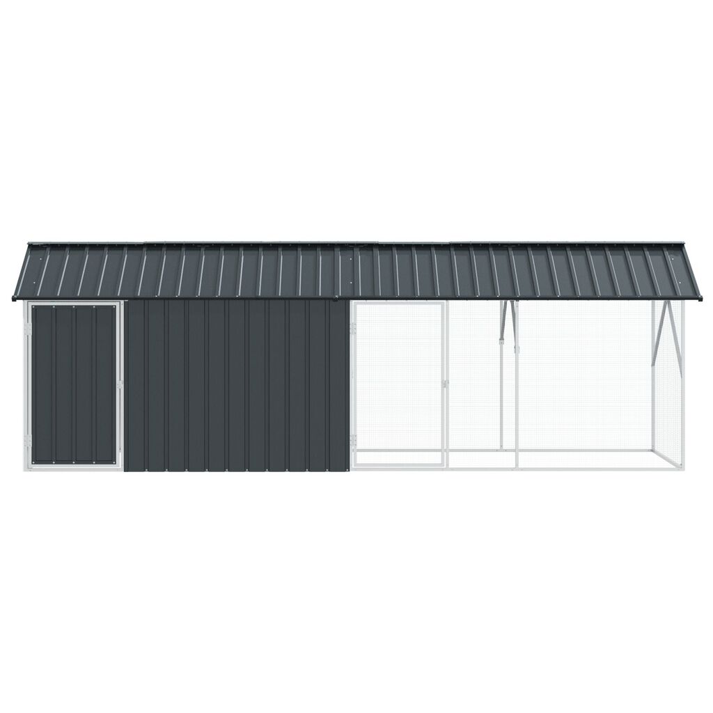 vidaXL Κλουβί Πουλιών με Προέκταση Ανθρακί 112x442x141 εκ Ατσάλι