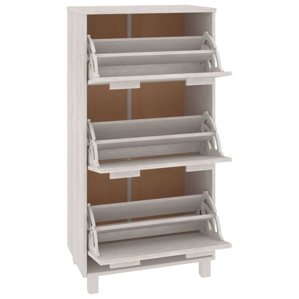 vidaXL Παπουτσοθήκη HAMAR Λευκή 59,5x35x117 εκ. από Μασίφ Ξύλο Πεύκου