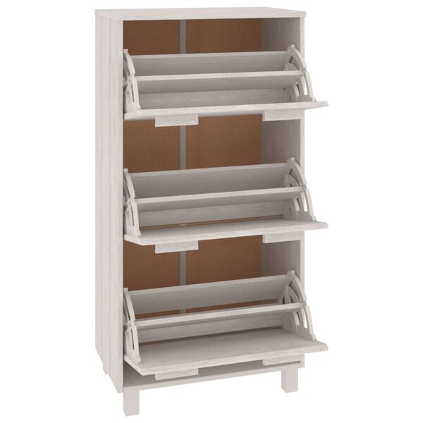 vidaXL Παπουτσοθήκη HAMAR Λευκή 59,5x35x117 εκ. από Μασίφ Ξύλο Πεύκου