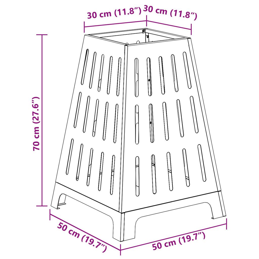 vidaXL Τζάκι Τετράγωνο 50x50x70 εκ. Από Χάλυβα