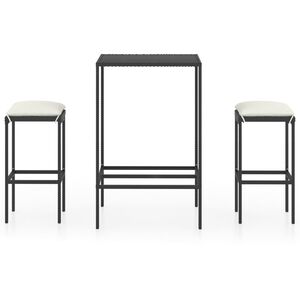 vidaXL Σετ Επίπλων Μπαρ Κήπου 3 τεμ Μαύρο Συνθετικό Ρατάν με Μαξιλάρια