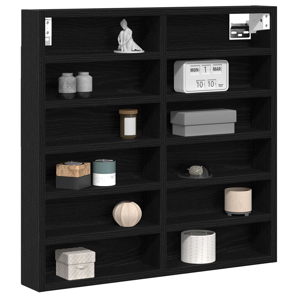 vidaXL Βιτρίνα με ράφι Μαύρη δρυς 60 x 8.5 x 58 εκ Επεξεργασμένο ξύλο