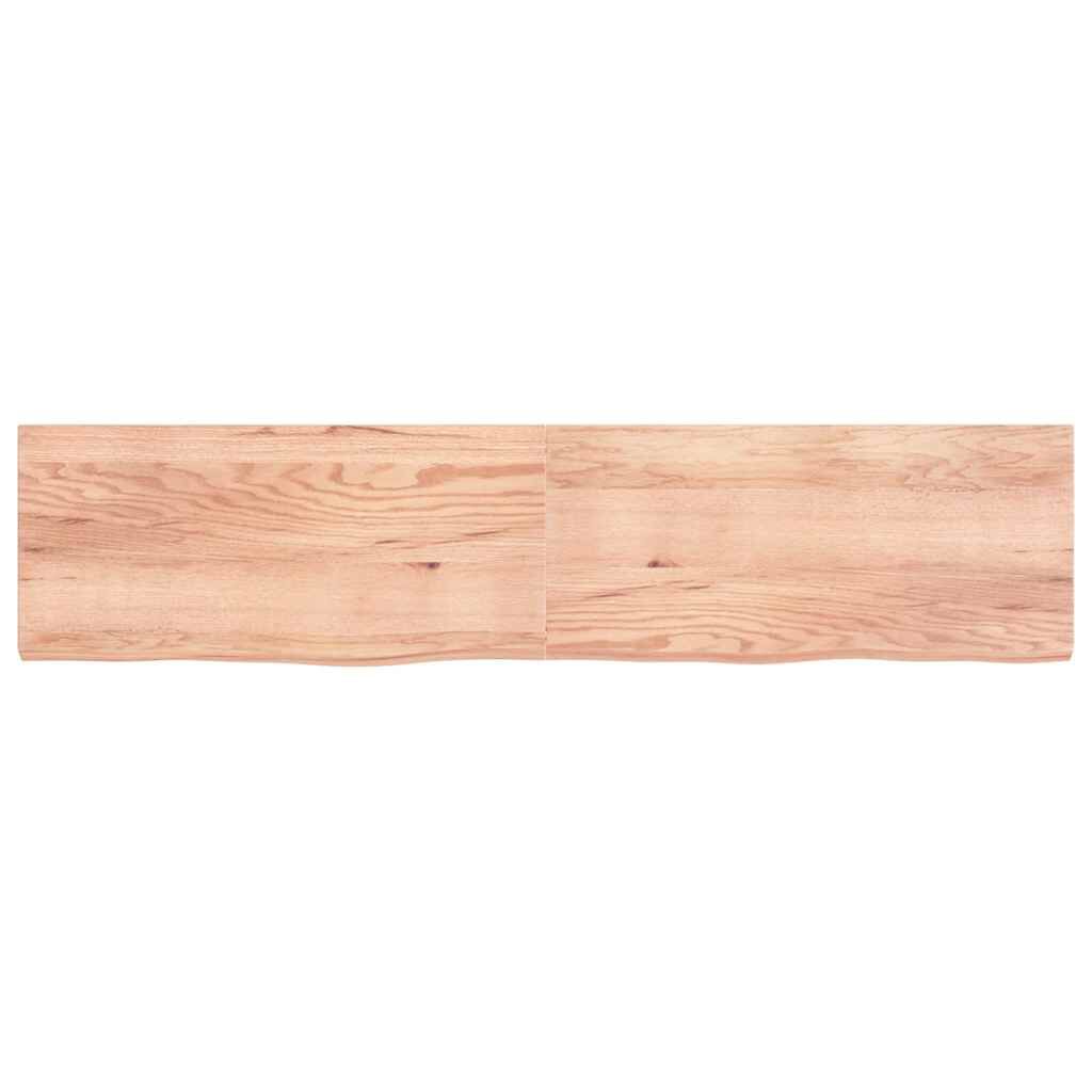 vidaXL Ράφι Τοίχου Ανοιχτό Καφέ 220x50x(2-6)εκ. Επεξ. Μασίφ Ξύλο Δρυός