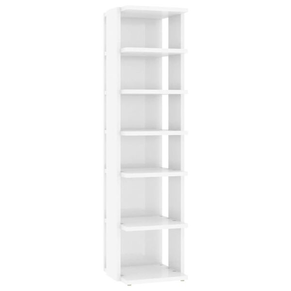 vidaXL Παπουτσοθήκη Γυαλιστερή Λευκή 27,5x27x102εκ. Επεξεργασμένο Ξύλο