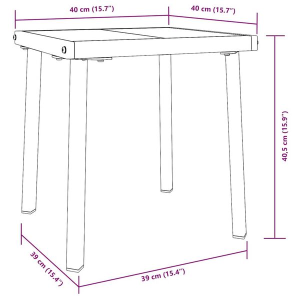 vidaXL Ξαπλώστρα με Τραπέζι 2 pcs Μαύρο 40 x 40 x 40.5 εκ