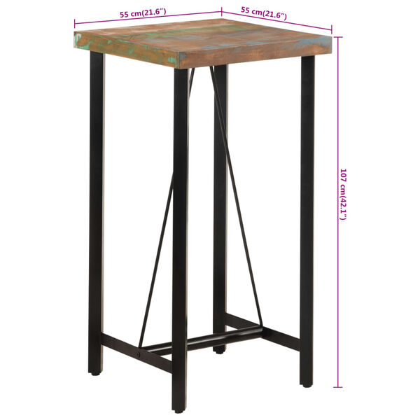 vidaXL Τραπέζι Μπαρ 55 x 55 x 107 εκ. Μασίφ Ανακυκλωμένο Ξύλο & Σίδηρο