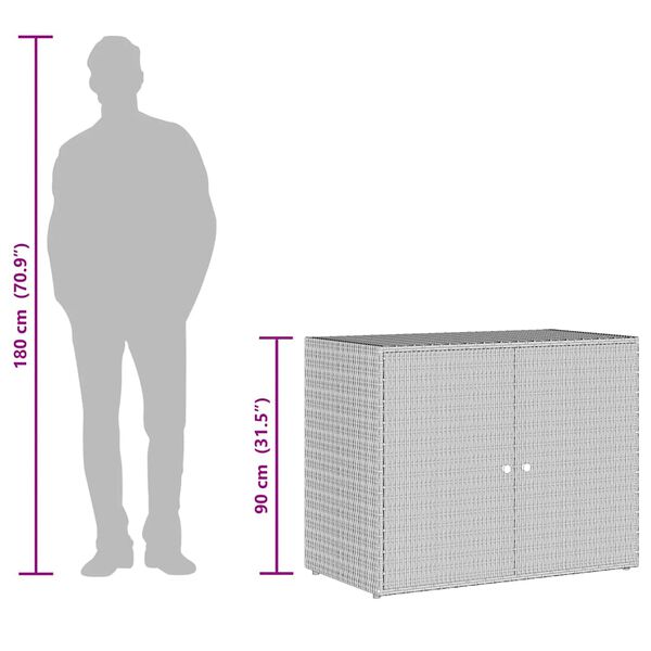 vidaXL Ντουλάπι Αποθήκευσης Κήπου Γκρι 100x55,5x80 εκ. Συνθετικό Ρατάν