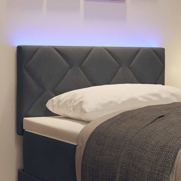 vidaXL LED Κεφαλάρι με φώτα λωρίδας LED Σκούρο γκρι 80 cm Βελούδο