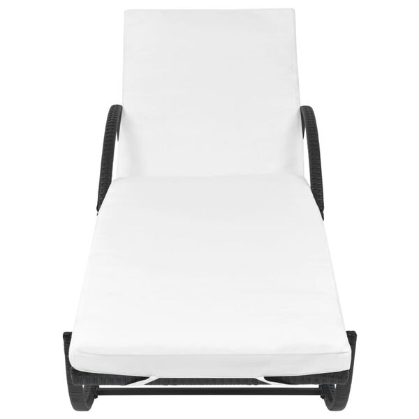 vidaXL Ξαπλώστρα Μαύρη από Συνθετικό Ρατάν με Μαξιλάρι