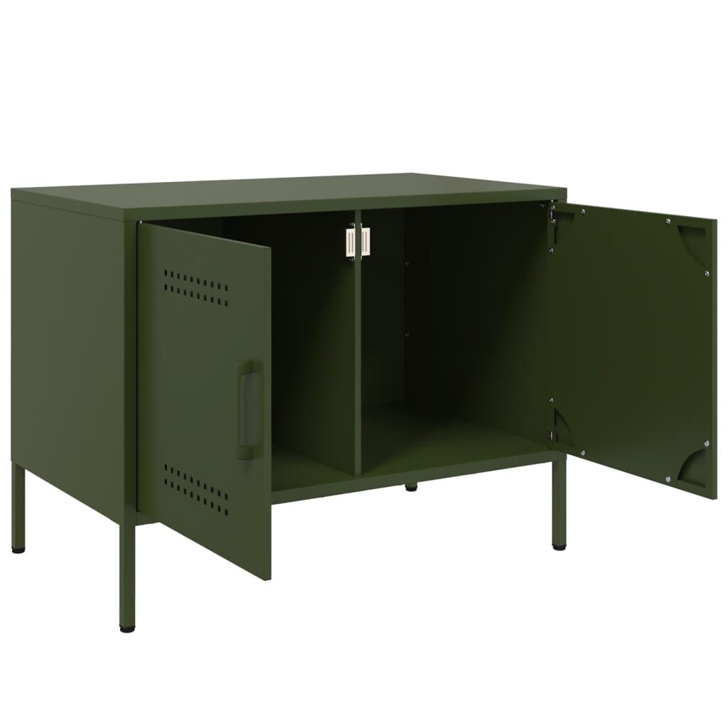 vidaXL Έπιπλα Τηλεόρασης 2 τεμ. Πράσινο Λαδί 68x39x50,5 εκ. από Χάλυβα