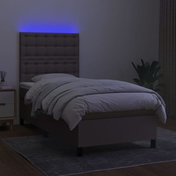 vidaXL &Kappa;&rho;&epsilon;&beta;ά&tau;&iota; Boxspring &mu;&epsilon; &Sigma;&tau;&rho;ώ&mu;&alpha; & LED Taupe 90x190 &epsilon;&kappa;. &Upsilon;&phi;&alpha;&sigma;&mu;ά&tau;&iota;&nu;&omicron;