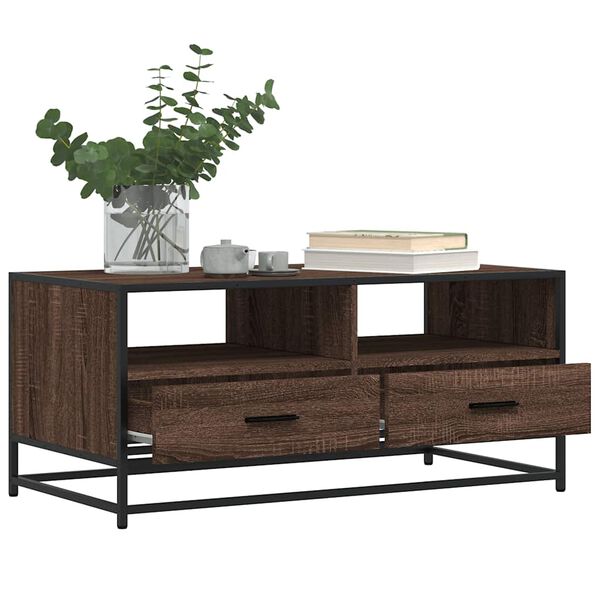 vidaXL Τραπεζάκι Σαλονιού Καφέ Δρυς 100x50x45 εκ. Επ. Ξύλο/Μέταλλο