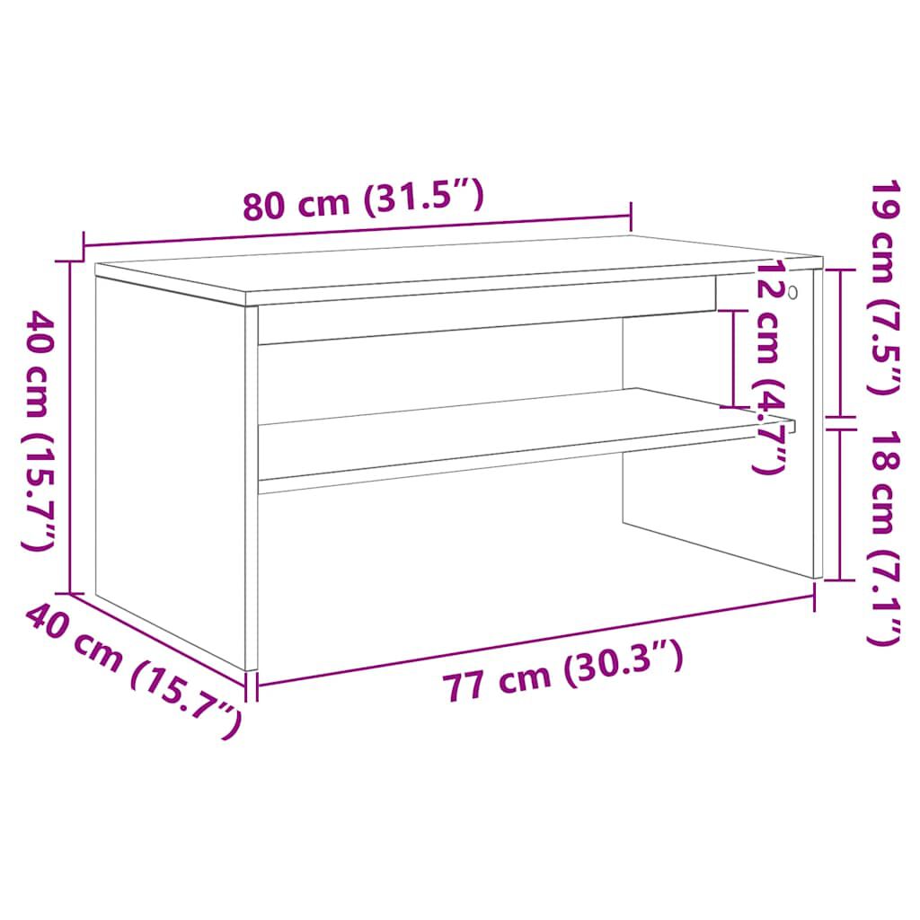 vidaXL Έπιπλο Τηλεόρασης Παλιό Ξύλο 80 x 40 x 40 εκ. από Μοριοσανίδα