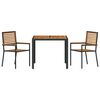 vidaXL Σέτ φαγητού για κήπο 3 pcs Μαύρο 90 x 90 x 75 cm