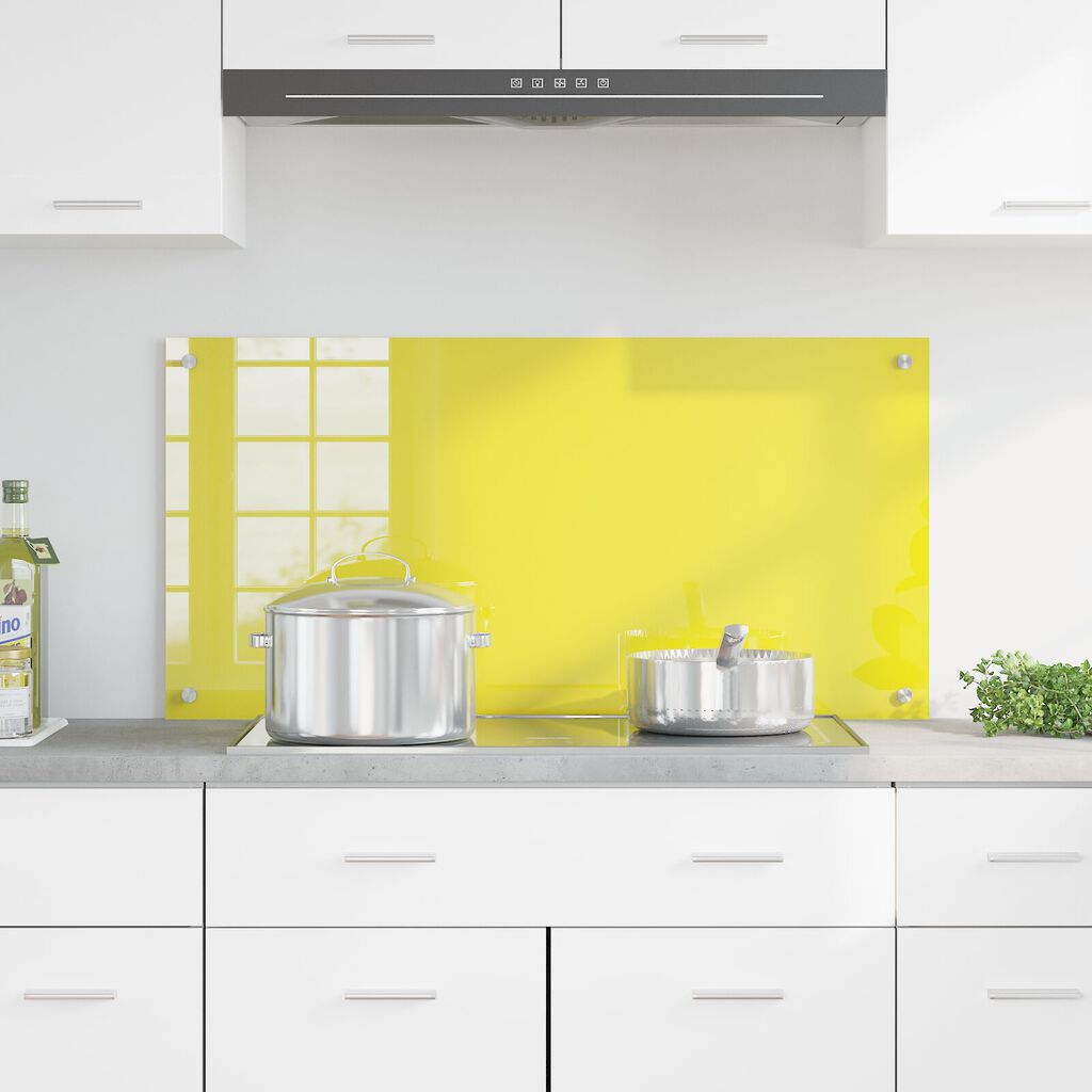 vidaXL Κουζινάκι Πίσω Σπασίματος Κίτρινο 100x50x0,6 εκ Σκληρυμένο Γυαλί