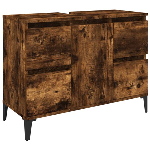 vidaXL Ντουλάπι Νιπτήρα Καπνιστή Δρυς 80x33x60 εκ. Επεξεργ. Ξύλο