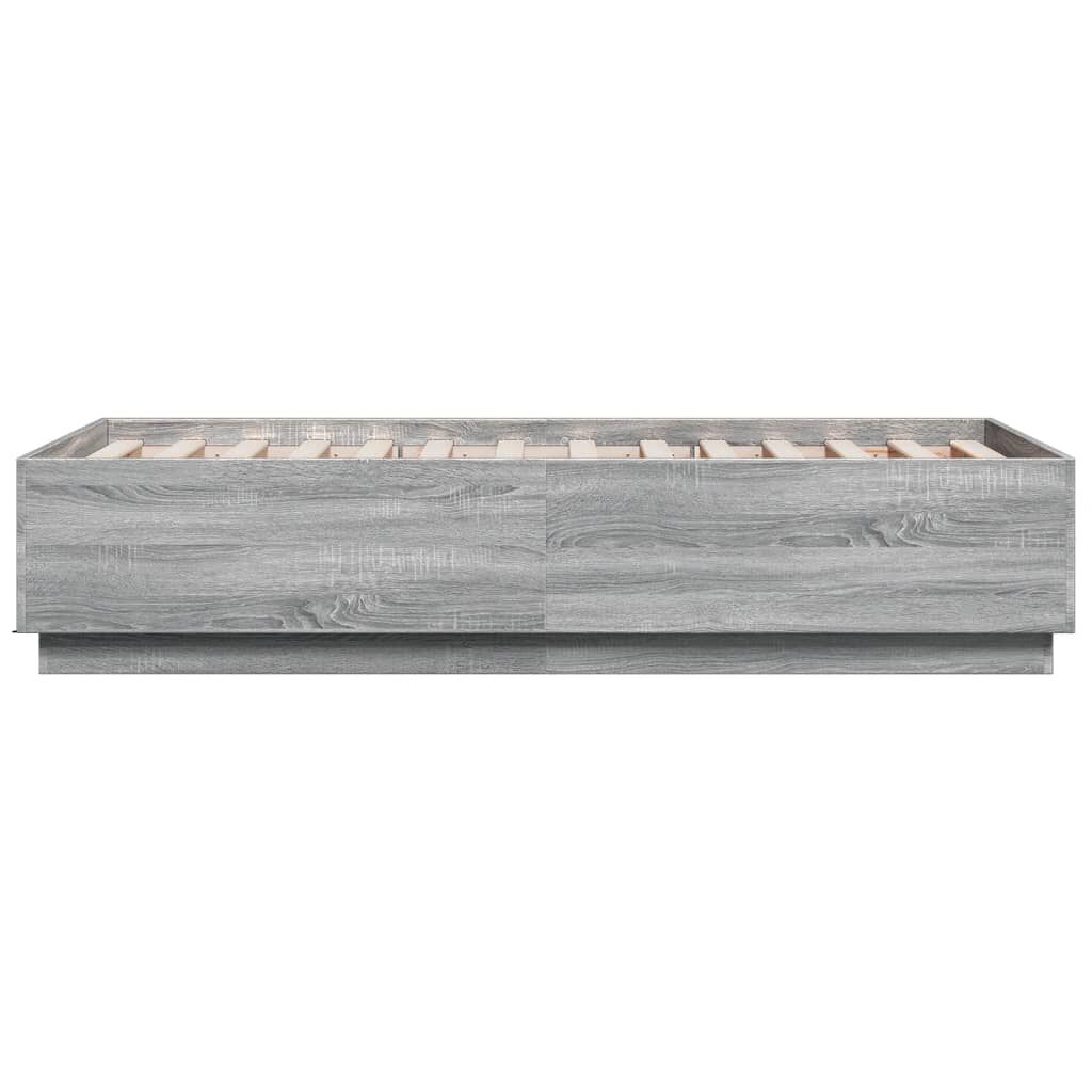vidaXL Πλαίσιο Κρεβατιού με LED Γκρι Sonoma 75x190 εκ. Επεξεργ. Ξύλο
