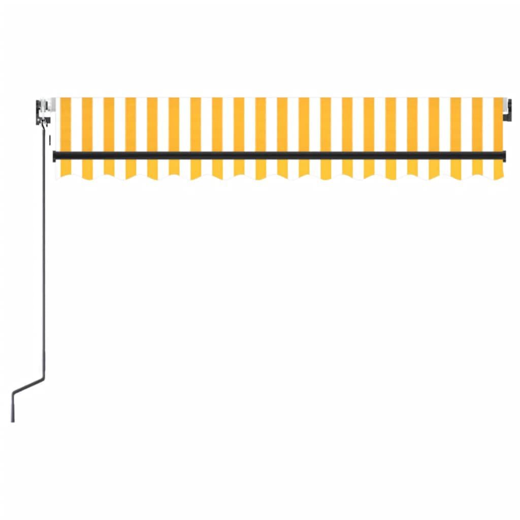 vidaXL Τέντα Αυτόματη με LED & Αισθ. Ανέμου Κίτρινο/Λευκό 350x250 εκ.