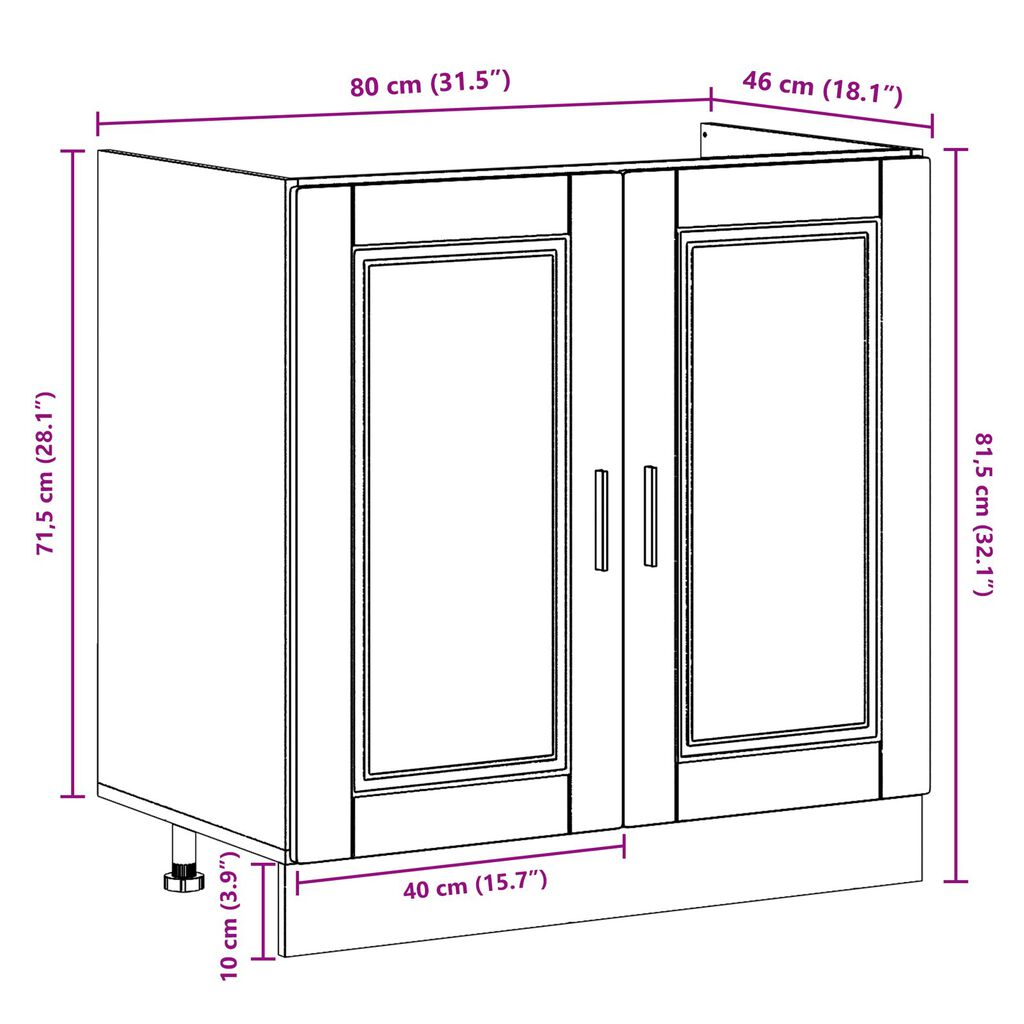 vidaXL Βάση Ντουλάπας ""Porto"" με Νιπτήρα Καφέ Δρυς 80x46x84,5 εκ Επεξεργασμένο Ξύλο