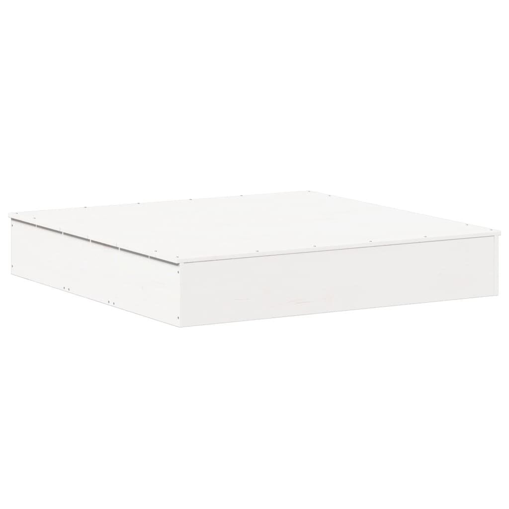 vidaXL Αμμοδόχος με Κάλυμμα Λευκή 111x111x19,5 εκ. Μασίφ Ξύλο Πεύκου