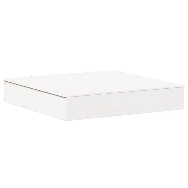 vidaXL Αμμοδόχος με Κάλυμμα Λευκή 111x111x19,5 εκ. Μασίφ Ξύλο Πεύκου