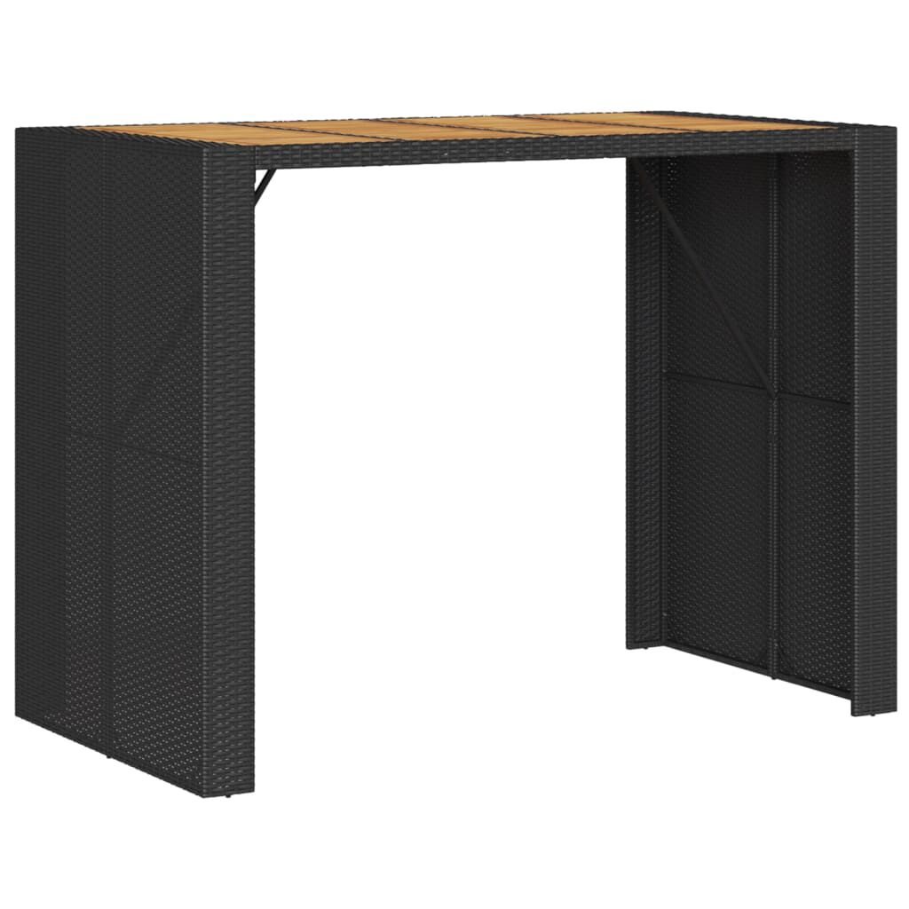 vidaXL Τραπέζι Μπαρ Κήπου Επιφ. Ακακίας Μαύρο 105x80x110εκ Συνθ. Ρατάν