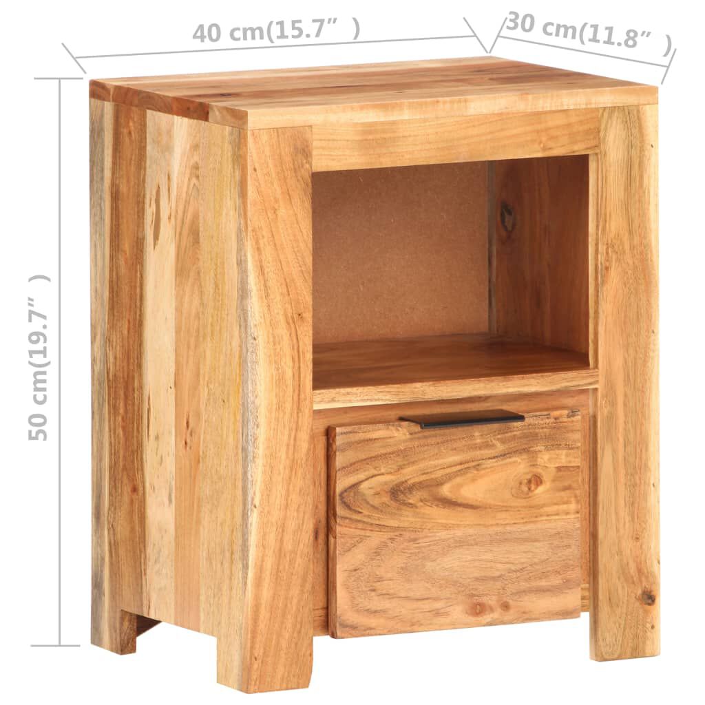 vidaXL Κομοδίνο 40 x 30 x 50 εκ. από Μασίφ Ξύλο Ακακίας